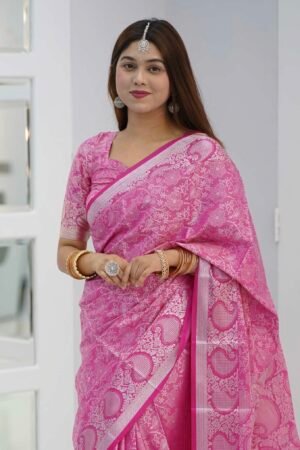 ব্লাউজ পিস সহ প্রিমিয়াম.. (বেবি পিঙ্ক)