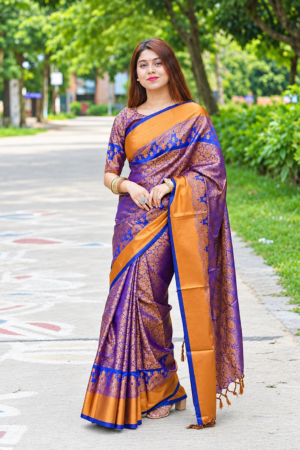 কাঞ্চিপুরম শাড়ি ( বেগুনি কালার )